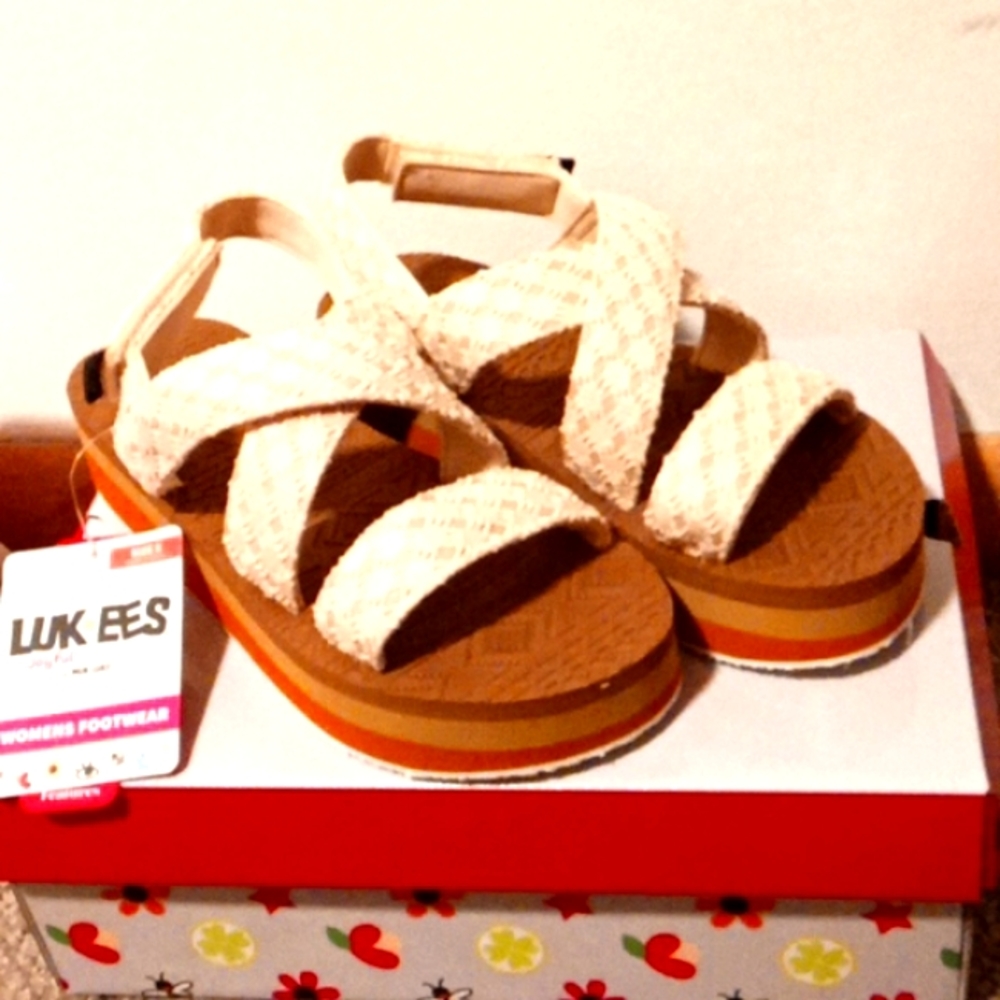 LUK EES Joyful Expression Oatmeal Sandals By MUK LUKS